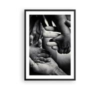 Cuadro Poster de Pared 50x70cm Póster Marco Manos Tolerancia Comunidad Wall Art