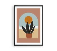 Cuadro Poster de Pared 50x70cm Póster Marco Minimalista Ventana Flor Wall Art