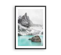 Cuadro Poster de Pared 50x70cm Póster Marco Montañas Lago Nieve Wall Art Prints