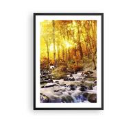 Cuadro Poster de Pared 50x70cm Póster Marco montañas riachuelo agua Wall Art