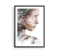 Cuadro Poster de Pared 50x70cm Póster Marco Mujer Doble Exposición Wall Art