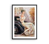 Cuadro Poster de Pared 50x70cm Póster Marco mujer retro estilo Wall Art Prints