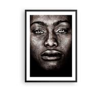 Cuadro Poster de Pared 50x70cm Póster Marco Negro Retrato Lágrima Wall Art