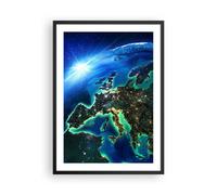 Cuadro Poster de Pared 50x70cm Póster Marco Noche espacio mundo vista Wall Art