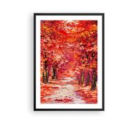 Cuadro Poster de Pared 50x70cm Póster Marco Otoño Parque Avenida Wall Art Prints