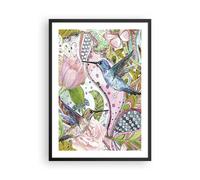 Cuadro Poster de Pared 50x70cm Póster Marco pájaro mariposa flor Wall Art Prints
