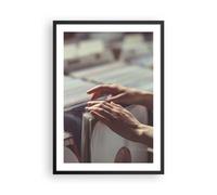 Cuadro Poster de Pared 50x70cm Póster Marco Platos Vinilo Manos Wall Art Prints