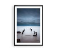 Cuadro Poster de Pared 50x70cm Póster Marco Rompeolas Niebla Noche Wall Art