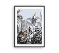 Cuadro Poster de Pared 50x70cm Póster Marco Selva Animales Tucanes Wall Art