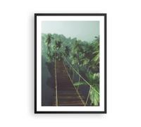 Cuadro Poster de Pared 50x70cm Póster Marco selva palmera puente Wall Art Prints