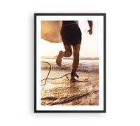 Cuadro Poster de Pared 50x70cm Póster Marco Surf Playa Alegría Wall Art Prints
