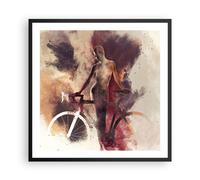 Cuadro Poster de Pared 60x60cm Marco cuerpo chica bicicleta ilustración Art