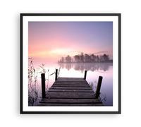 Cuadro Poster de Pared 60x60cm Marco Mañana salida del sol niebla lago Art