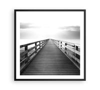 Cuadro Poster de Pared 60x60cm Marco Muelle Perspectiva Blanco Y Negro Art