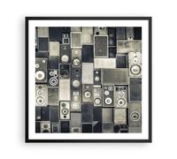 Cuadro Poster de Pared 60x60cm Póster Marco Abstracción Altavoces Gráficos Art