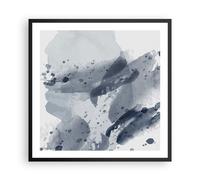 Cuadro Poster de Pared 60x60cm Póster Marco Abstracción Azul Minimalismo Art