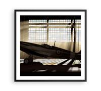 Cuadro Poster de Pared 60x60cm Póster Marco Airplain Hangar vuelo histórico Art