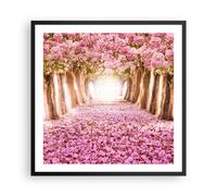 Cuadro Poster de Pared 60x60cm Póster Marco Árbol flores cereza naturaleza Art
