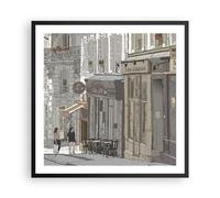 Cuadro Poster de Pared 60x60cm Póster Marco Arquitectura Dibujo Montmartre Art