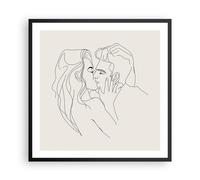 Cuadro Poster de Pared 60x60cm Póster Marco Art. Línea Beso Wall Art Prints