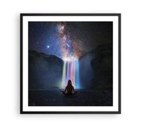Cuadro Poster de Pared 60x60cm Póster Marco Cascada Las Estrellas Meditación Art
