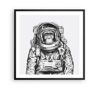 Cuadro Poster de Pared 60x60cm Póster Marco Chimpancé Astronauta Dibujo Wall Art
