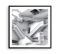Cuadro Poster de Pared 60x60cm Póster Marco Ciencia Ilusión Escaleras Wall Art