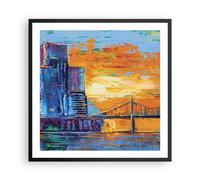 Cuadro Poster de Pared 60x60cm Póster Marco Ciudad Puente Empasto Wall Art