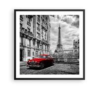 Cuadro Poster de Pared 60x60cm Póster Marco Coche Eiffle calle edificio Wall Art