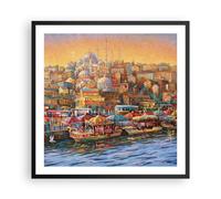 Cuadro Poster de Pared 60x60cm Póster Marco Colores Ciudad Turquía Wall Art