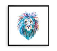 Cuadro Poster de Pared 60x60cm Póster Marco Colorido león melena Wall Art Prints