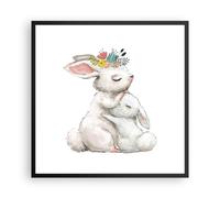 Cuadro Poster de Pared 60x60cm Póster Marco Conejo Liebre Infantil Wall Art