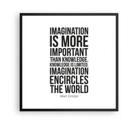 Cuadro Poster de Pared 60x60cm Póster Marco Einstein Maxim Imaginación Wall Art