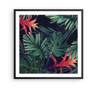 Cuadro Poster de Pared 60x60cm Póster Marco exóticas flores hojas Wall Art