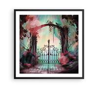 Cuadro Poster de Pared 60x60cm Póster Marco Fantasía Puerta Jardín Wall Art