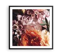 Cuadro Poster de Pared 60x60cm Póster Marco flores cereales rosas Wall Art