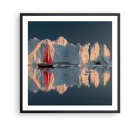 Cuadro Poster de Pared 60x60cm Póster Marco Glaciar Océano Groenlandia Wall Art