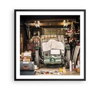 Cuadro Poster de Pared 60x60cm Póster Marco Histórico Coche Garaje Wall Art