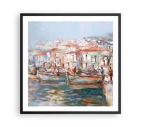 Cuadro Poster de Pared 60x60cm Póster Marco Isla Barcos Puerto Wall Art Prints
