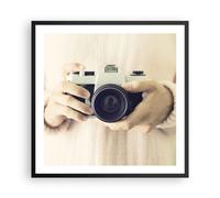 Cuadro Poster de Pared 60x60cm Póster Marco La Cámara Retro Fotografía Wall Art