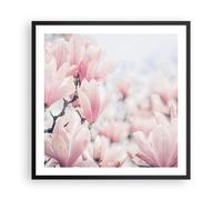 Cuadro Poster de Pared 60x60cm Póster Marco Magnolia Flores Rosa Wall Art Prints