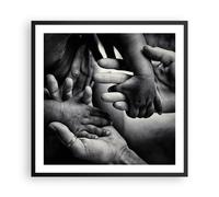 Cuadro Poster de Pared 60x60cm Póster Marco Manos Tolerancia Comunidad Wall Art