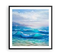 Cuadro Poster de Pared 60x60cm Póster Marco mar ola gaviota Wall Art Prints