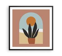 Cuadro Poster de Pared 60x60cm Póster Marco Minimalista Ventana Flor Wall Art
