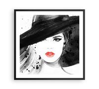 Cuadro Poster de Pared 60x60cm Póster Marco mujer cara labios Wall Art Prints