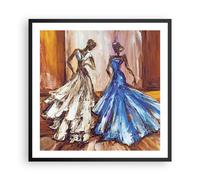 Cuadro Poster de Pared 60x60cm Póster Marco Mujer Vestidos Óleo Wall Art Prints