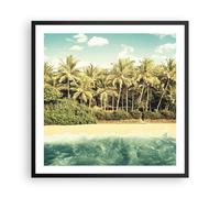 Cuadro Poster de Pared 60x60cm Póster Marco Naturaleza Playa Palmeras Wall Art