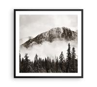 Cuadro Poster de Pared 60x60cm Póster Marco Niebla Montaña Bosque Wall Art