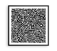 Cuadro Poster de Pared 60x60cm Póster Marco Op Art. Negro Blanco Wall Art Prints