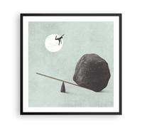 Cuadro Poster de Pared 60x60cm Póster Marco Piedra Palanca Física Wall Art